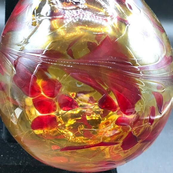 Hand Blown Glass Tear Drop Large Christmas Ornament Outdoor Orb 4.5" Diameter - Picture 4 of 6